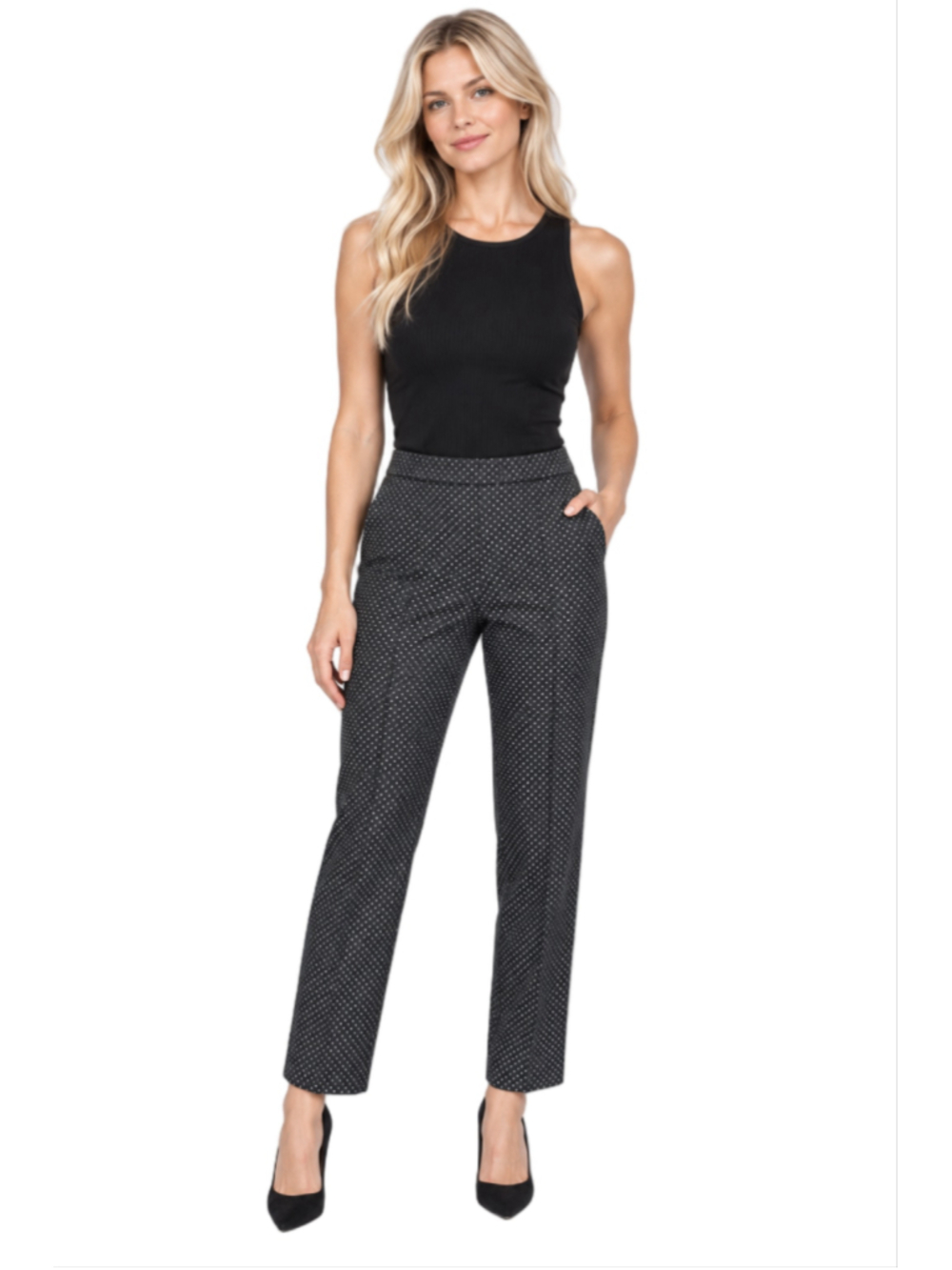 Talbots Straight Leg Wool Polyester Flat Front Polka Dot Dress Pants Trousers 16